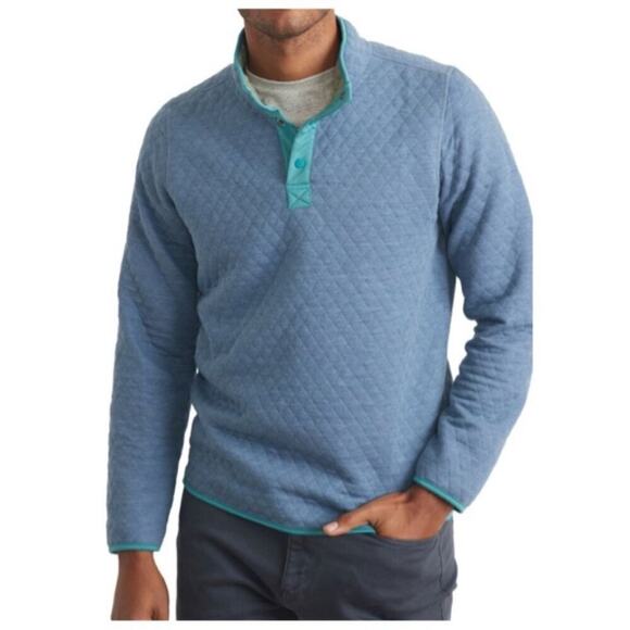 Marine Layer Corbet Reversible Pullover Blue Heather Olive Heather Medium New - Picture 1 of 7